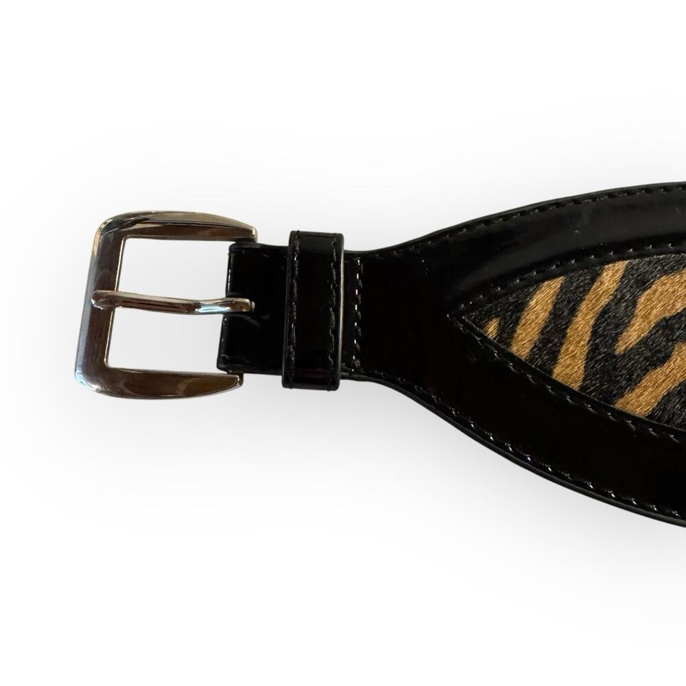 Zebra Print Wide Belt Size Small - image 7